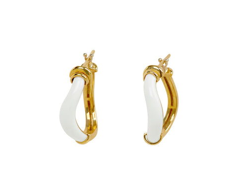 L'Atelier Nawbar Boa Belly Stone White Onyx Hoop Earrings