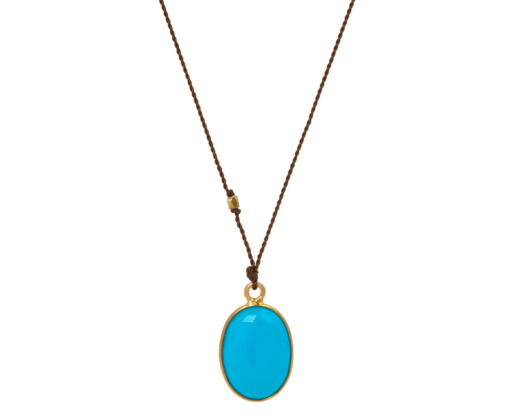 Margaret Solow Sleeping Beauty Turquoise Oval Pendant Necklace