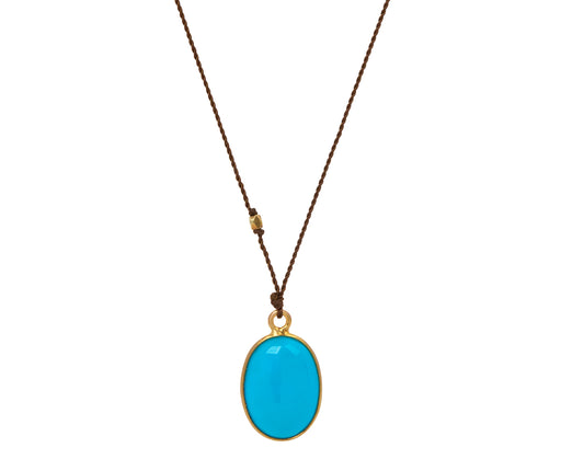 Margaret Solow Sleeping Beauty Turquoise Oval Pendant Necklace