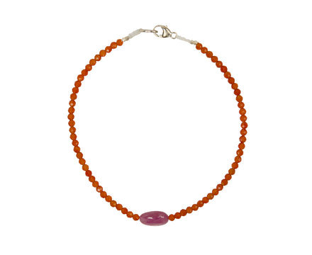 Margaret Solow Carnelian and Ruby Beaded Bracelet