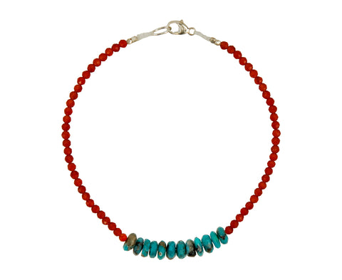 Carnelian and Turquoise Beaded Bracelet - TWISTonline