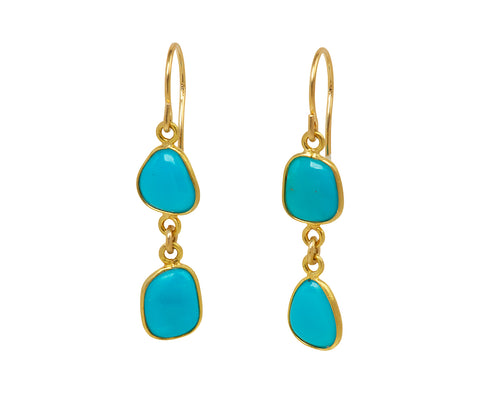 Double Turquoise Drop Earrings - TWISTonline