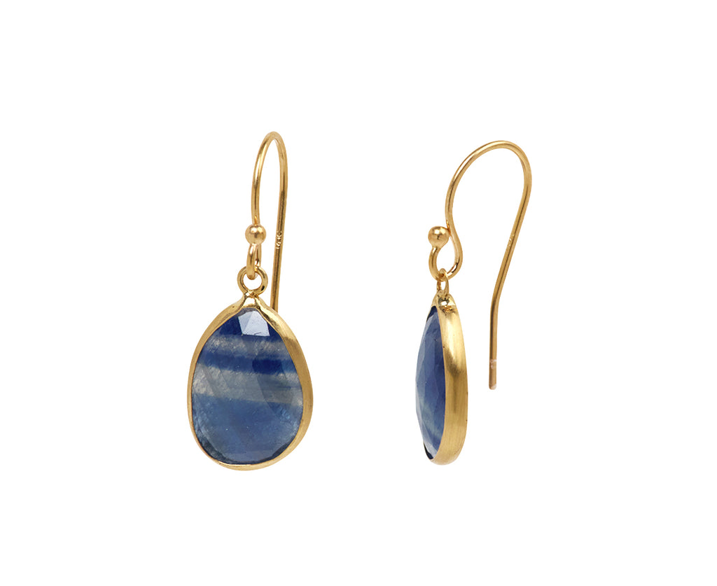 Margaret Solow Sapphire Teardrop Earrings - Angled View