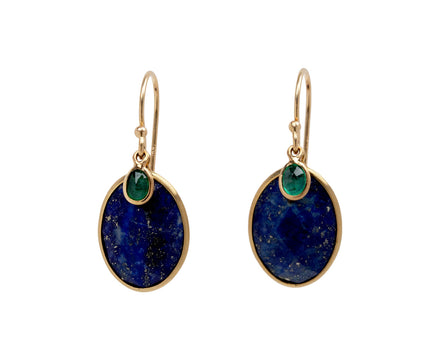 Margaret Solow Lapis and Emerald Earrings