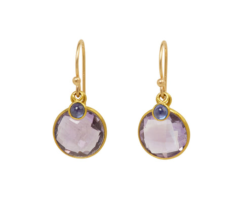 Amethyst and Blue Sapphire Earrings