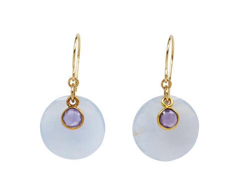 Margaret Solow Chalcedony and Sapphire Earrings