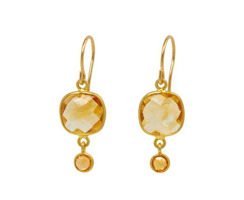 Citrine and Sapphire Drop Earrings
