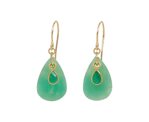 Margaret Solow Chrysoprase and Emerald Earrings