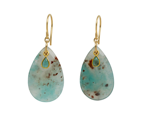Margaret Solow Peruvian Opal and Emerald Earrings