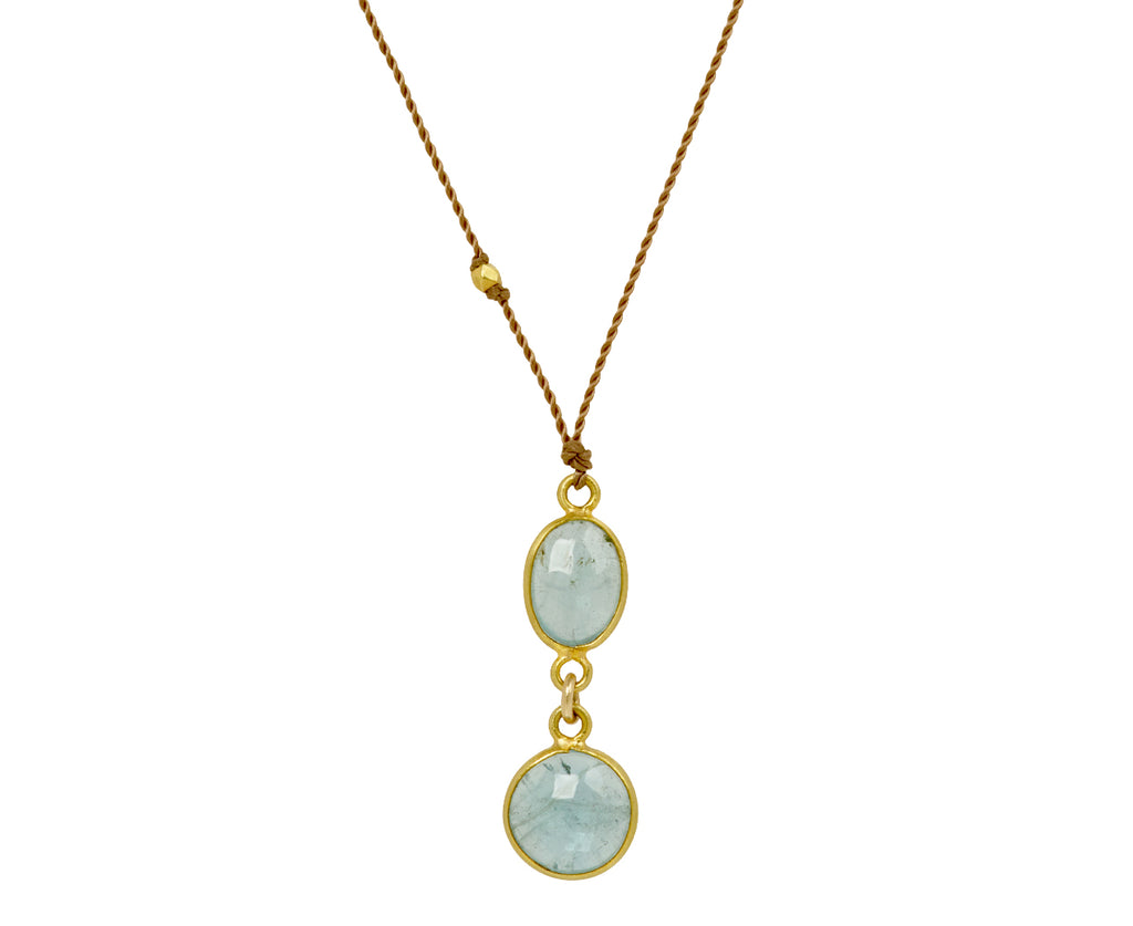 Margaret Solow Double Drop Aquamarine Pendant Necklace