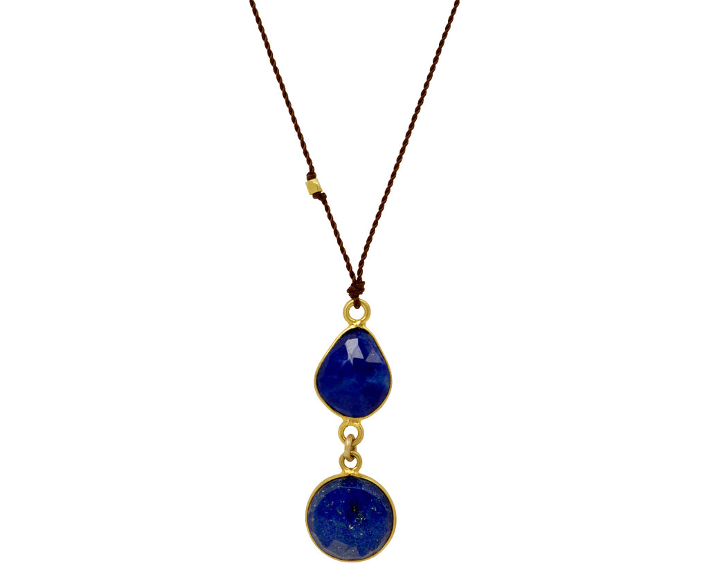 Margaret Solow Double Lapis Drop Pendant Necklace