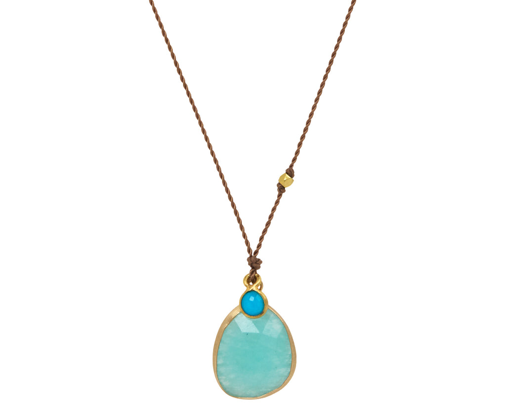 Margaret Solow Amazonite and Turquoise Pendant Necklace