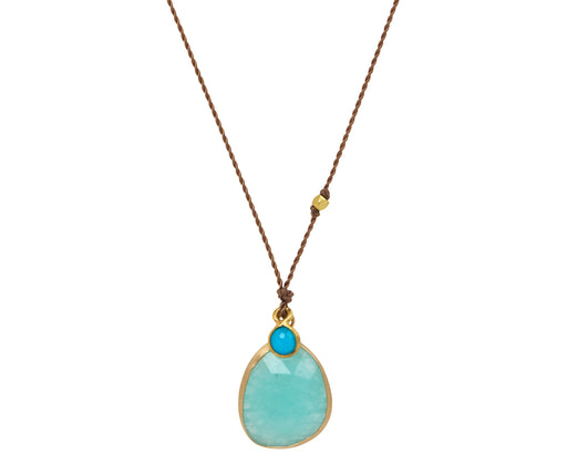 Margaret Solow Amazonite and Turquoise Pendant Necklace