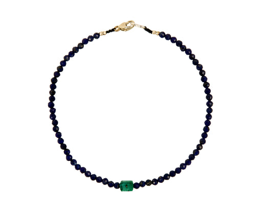 Margaret Solow Lapis and Emerald Beaded Bracelet