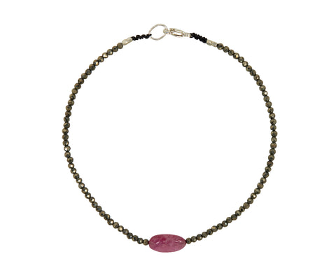 Margaret Solow Pyrite and Ruby Beaded Bracelet