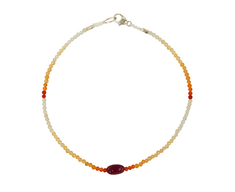Fire Opal and Ruby Beaded Bracelet