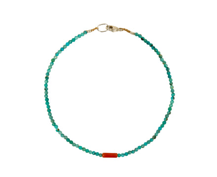 Margaret Solow Turquoise and Coral Beaded Bracelet