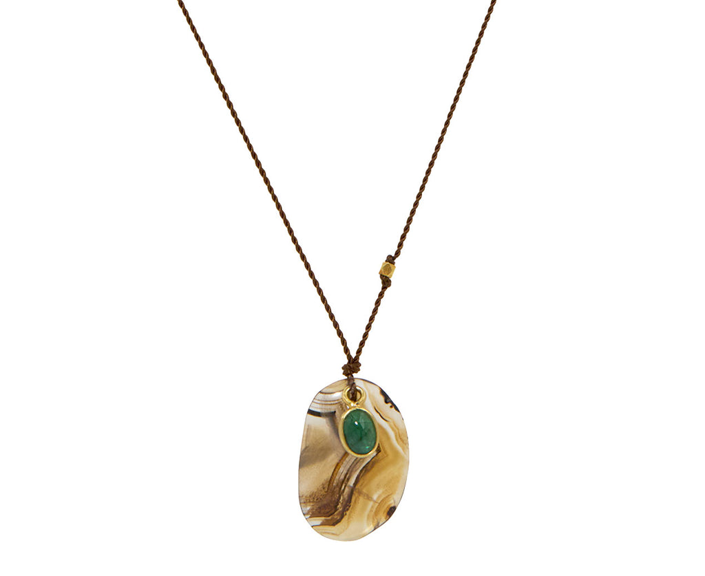 Margaret Solow Agate and Emerald Pendant Necklace