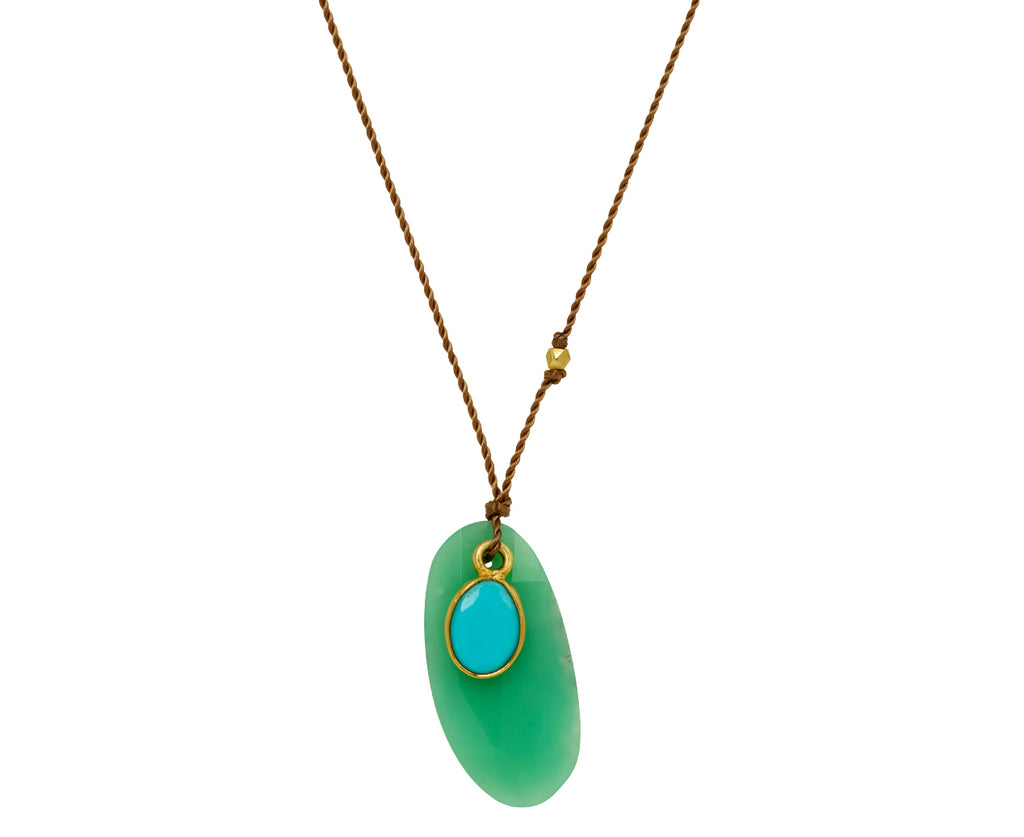 Margaret Solow Chrysoprase and Turquoise Pendant Necklace