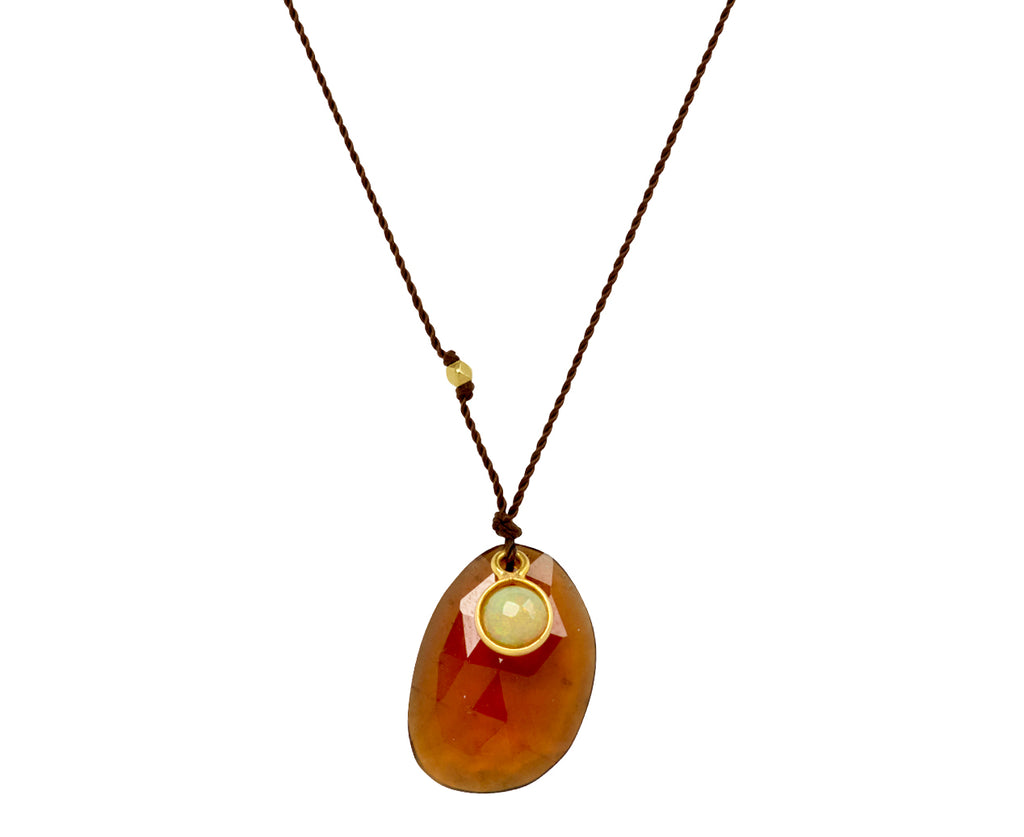 Margaret Solow Hessonite Garnet and Opal Pendant Necklace