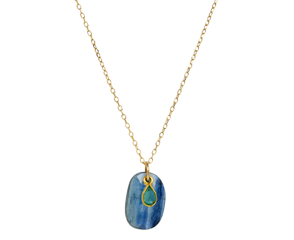 Margaret Solow Kyanite and Emerald Pendant Necklace