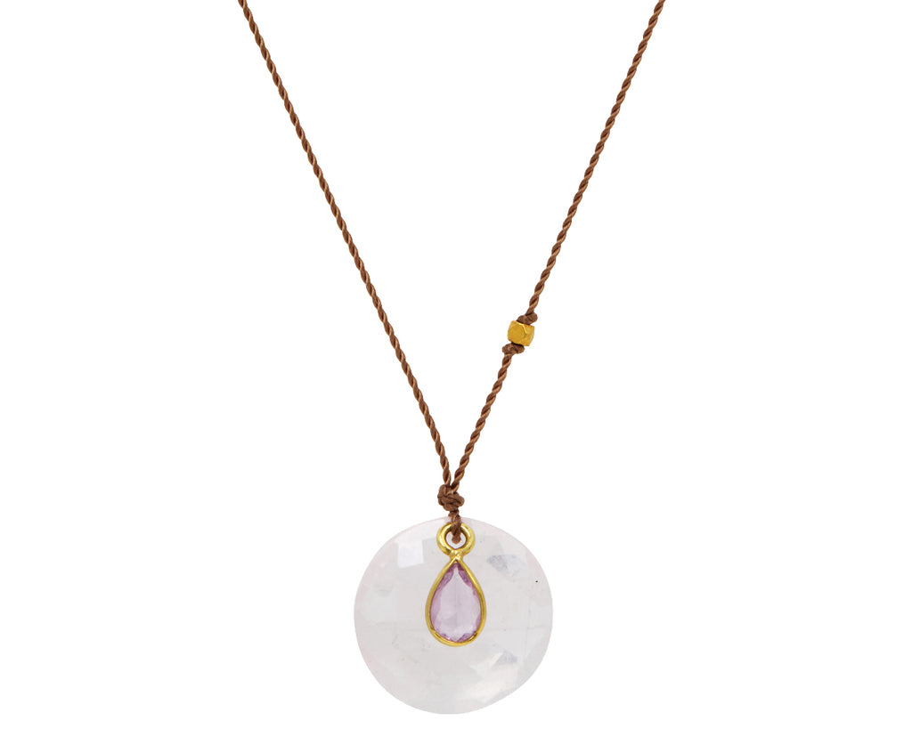 Margaret Solow Rose Quartz and Pink Sapphire Pendant Necklace