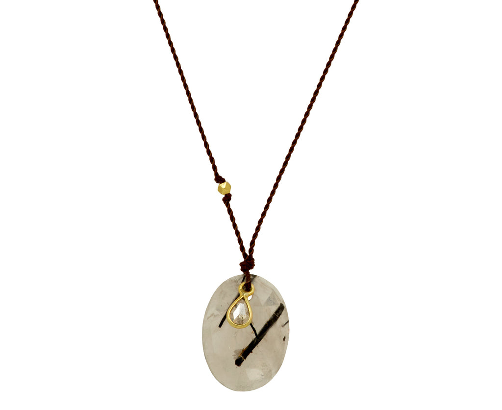 Margaret Solow Tourmalated Quartz and Diamond Pendant Necklace