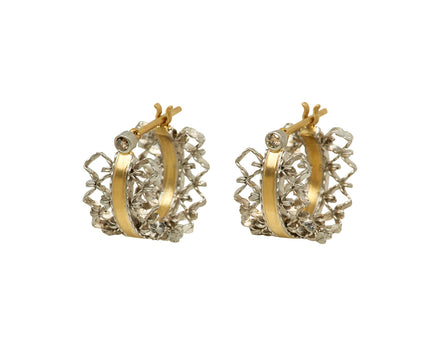 Nikolle Radi Small Brocade Diamond Hoop Earrings