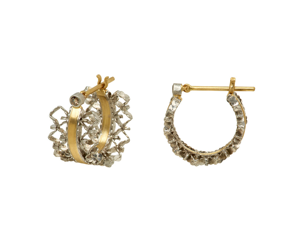 Nikolle Radi Small Brocade Diamond Hoop Earrings - Side View