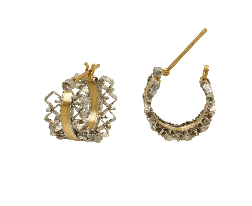 Nikolle Radi Small Brocade Diamond Hoop Earrings - Closure