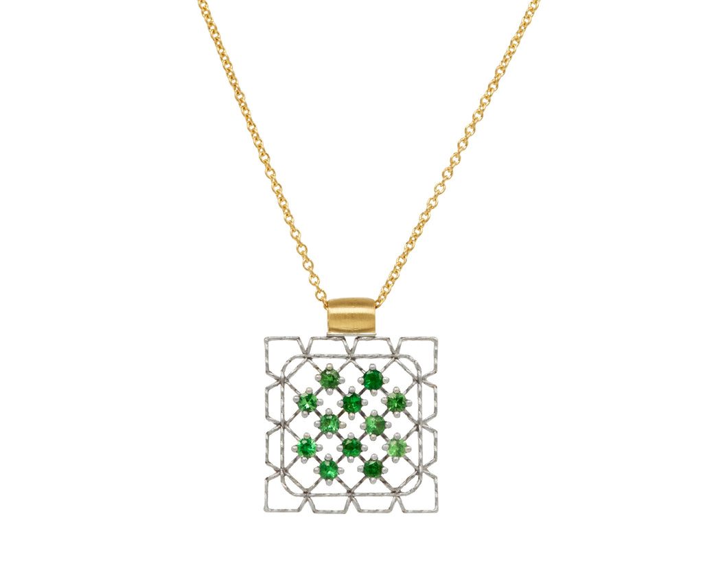 Nikolle Radi Emerald Lacy Frame Pendant Necklace
