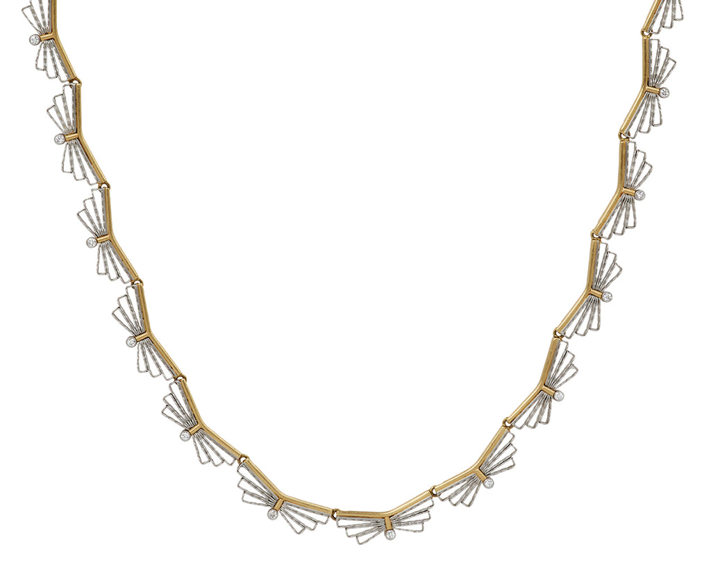 Platinum and Diamond Row of Bows Necklace