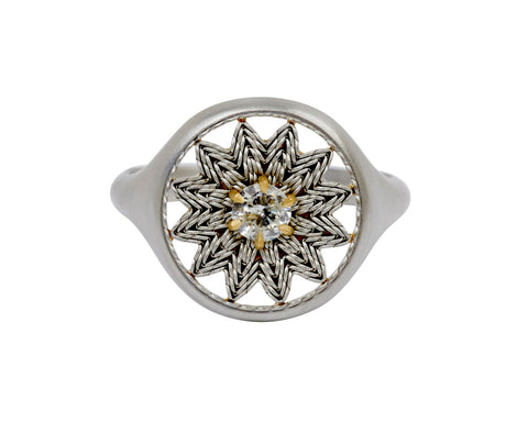 Round Diamond Flower Seal Ring
