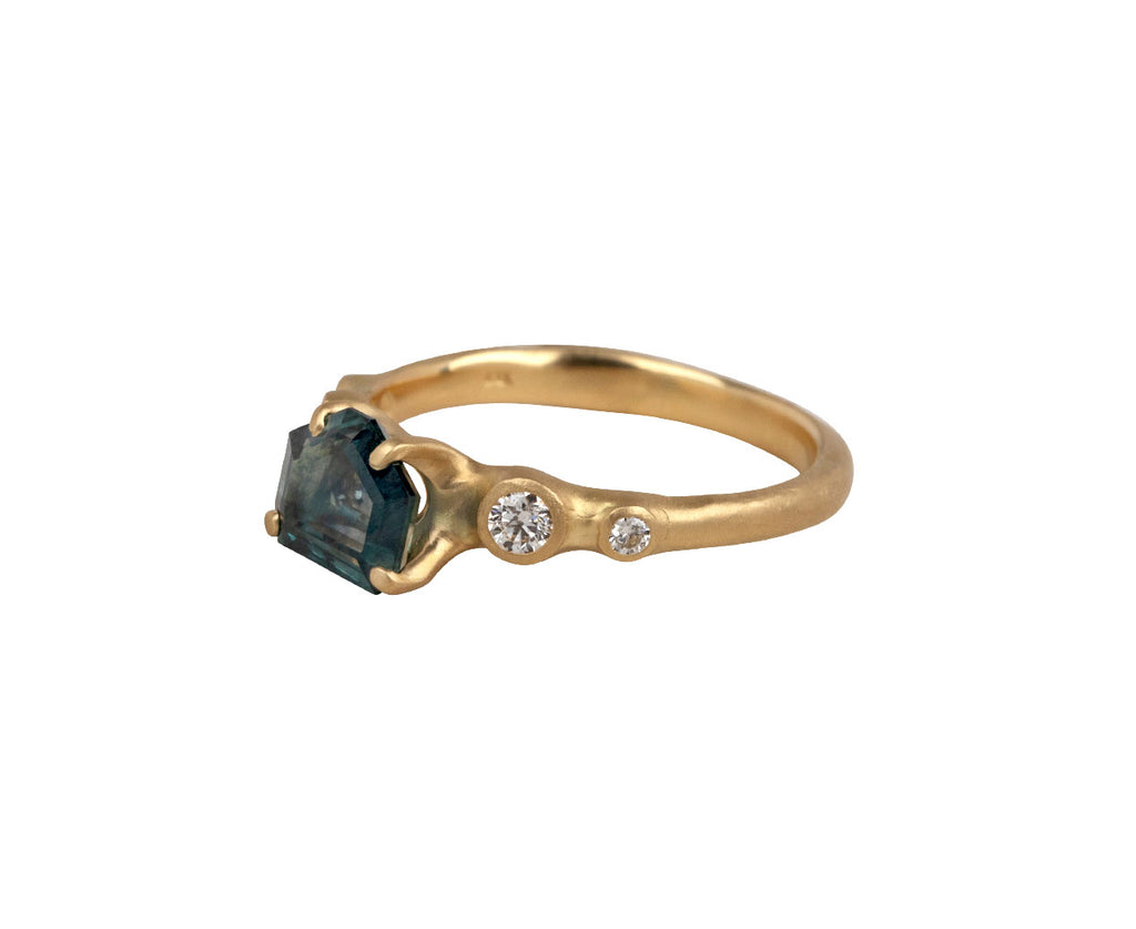 Geometric Shield Montana Sapphire Cluster Ring