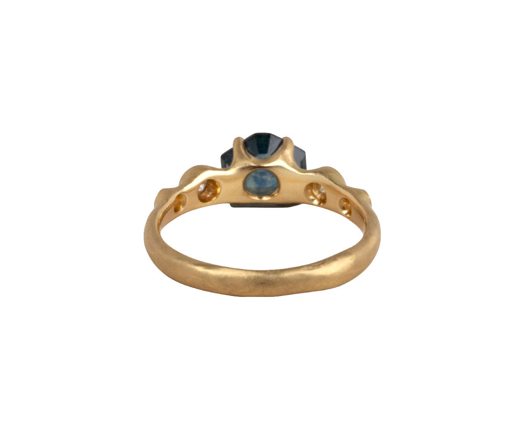 Geometric Shield Montana Sapphire Cluster Ring