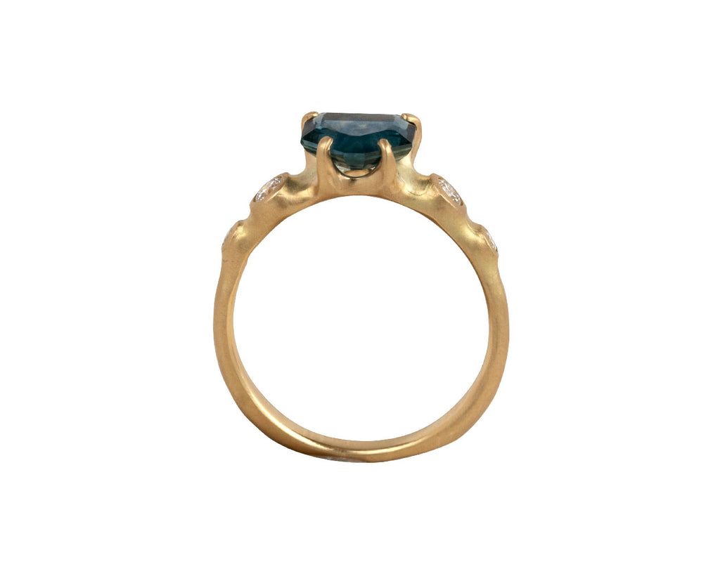 Geometric Shield Montana Sapphire Cluster Ring