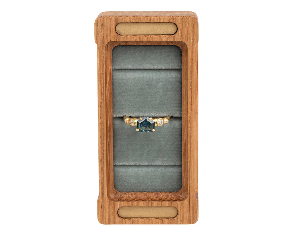 Geometric Shield Montana Sapphire Cluster Ring