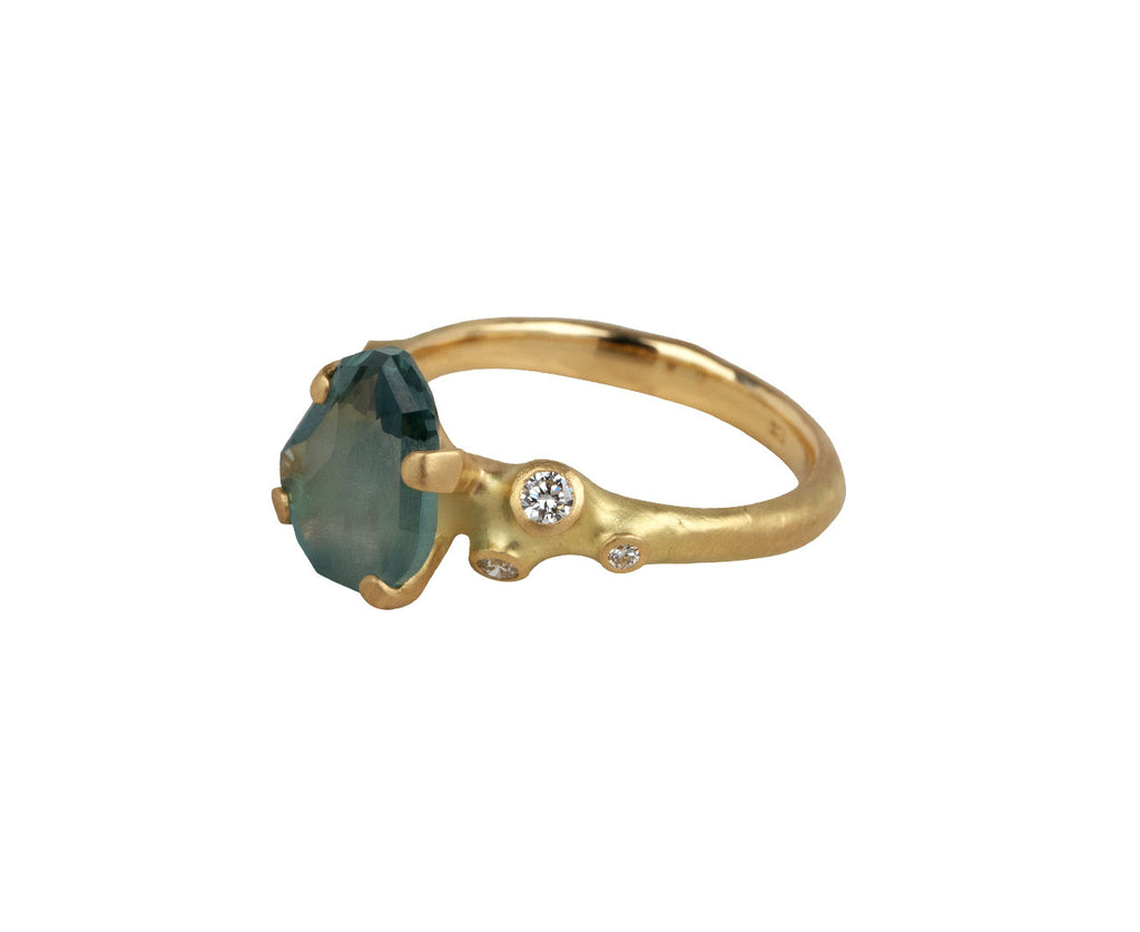 Blue Montana Sapphire and Diamond Rough Luxe Ring