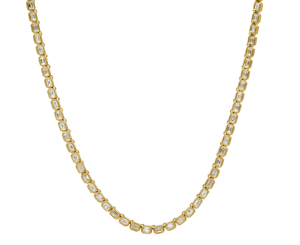 Petite Emerald Cut Diamond Nesting Gem Tennis Necklace