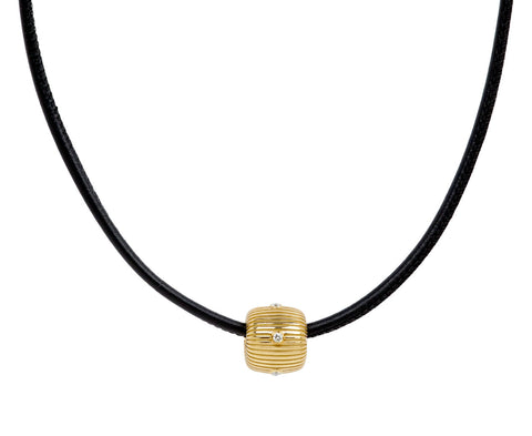 Pamela Zamore Diamond Clio Bead Leather Cord Necklace