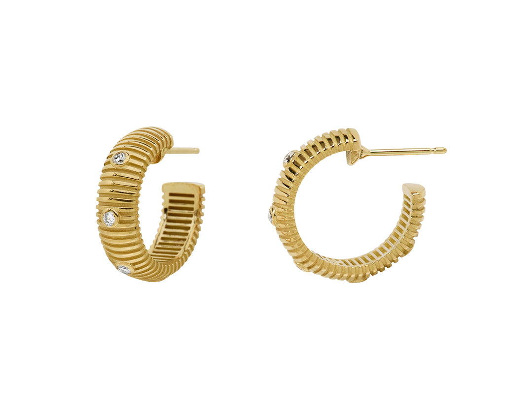 Pamela Zamore Small Diamond Clio Hoop Earrings Side