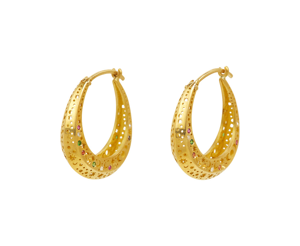 Colored Stone Small Sa Hoop Earrings - TWISTonline