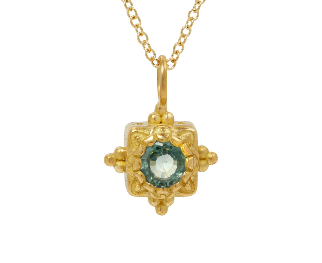 Green Sapphire Pandoras Box Pendant Necklace