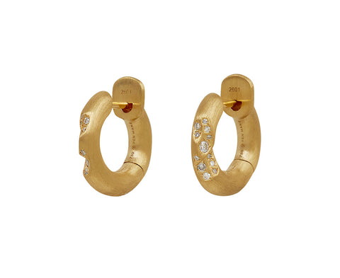 Mini Quarter Diamond Huggie Earrings