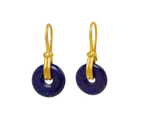 Small Lapis Discus Earrings