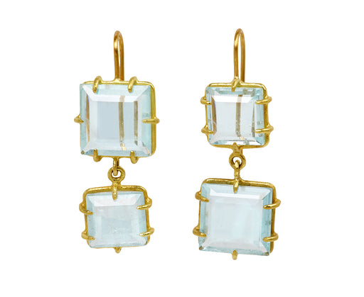 Rosanne Pugliese Double Blue Topaz Drop Earrings