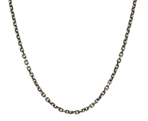 Long Thin Oxidized Sterling Silver Chain Necklace - TWISTonline