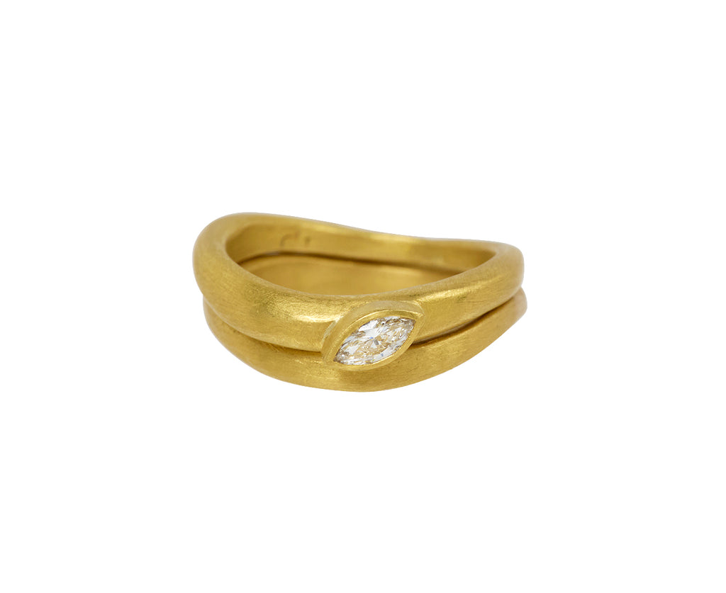 Rosanne Pugliese Diamond Solitaire Wave Ring - Stacked View (other ring not included)