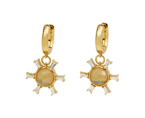 Australian Opal Starburst Huggie Hoop Earrings
