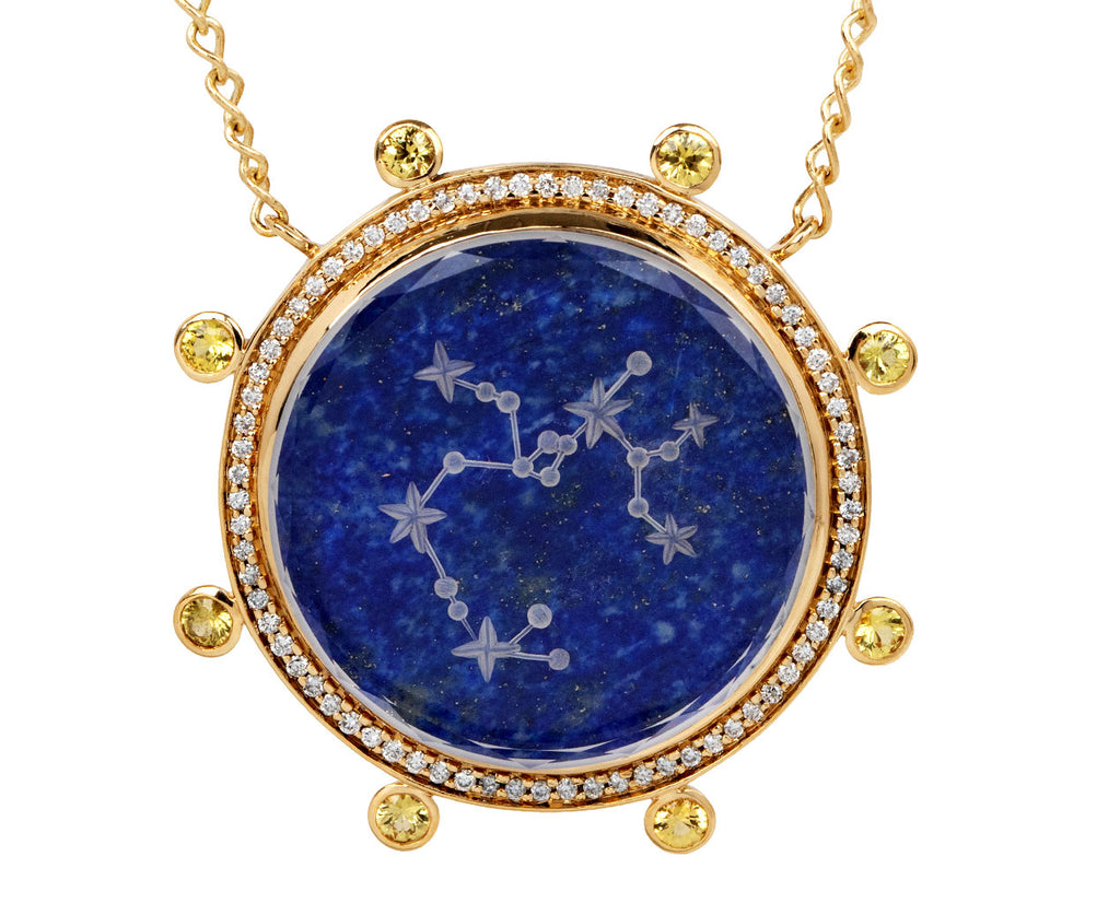 Yellow Sapphire and Lapis Sagittarius Necklace